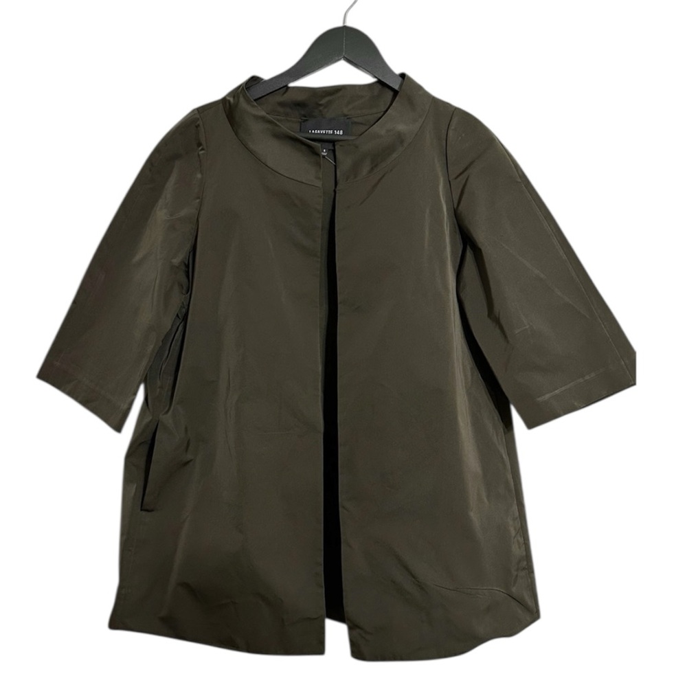 Lafayette 148 New York Olive Green A-Line 3/4 Sleeve Jacket Small Minimalist - Picture 1 of 8